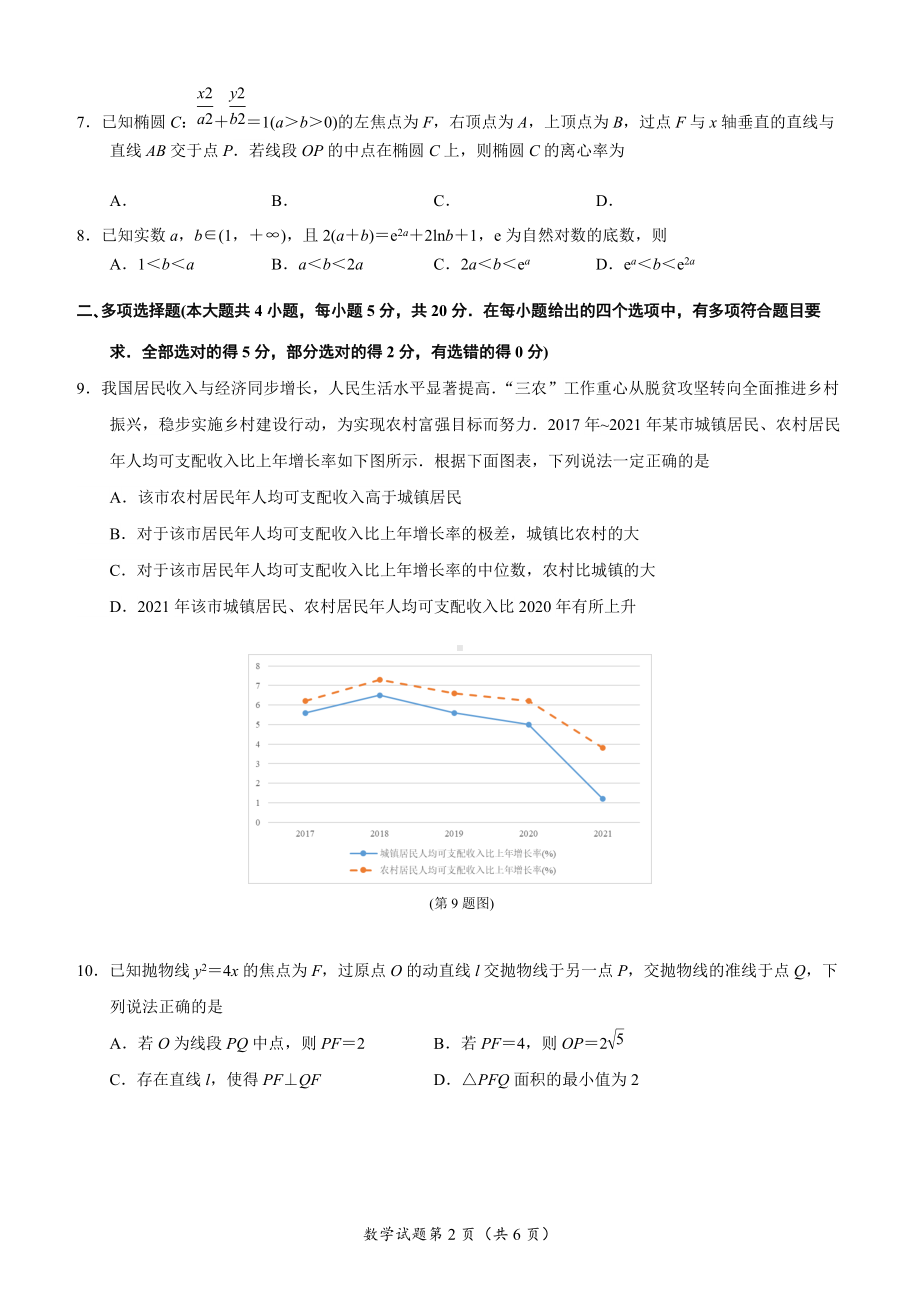 江苏南京盐城市2022届高三数学二模试卷及答案.docx_第2页