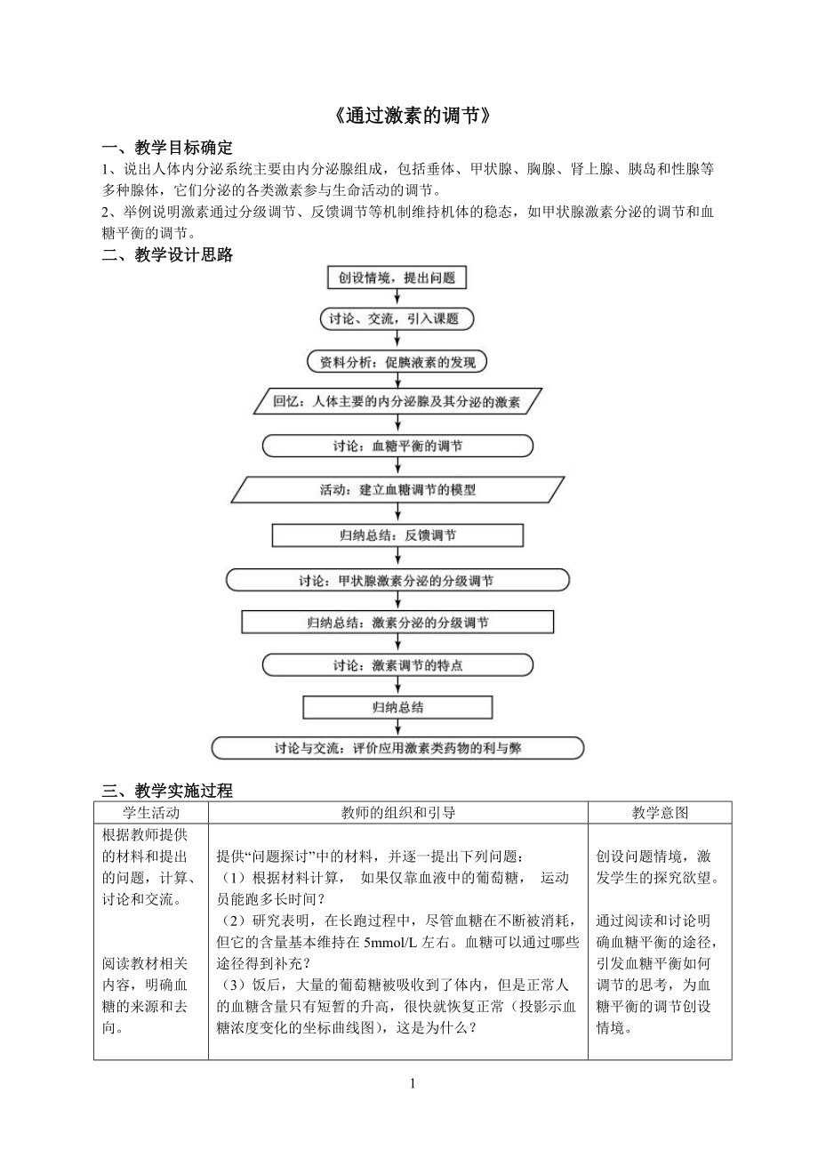 《通过激素的调节》设计案例-教学设计-优质教案.doc_第1页