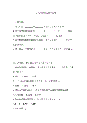 2022新教科版六年级下册科学4.5 地球家园的化学变化 一课一练（含答案解析）.doc