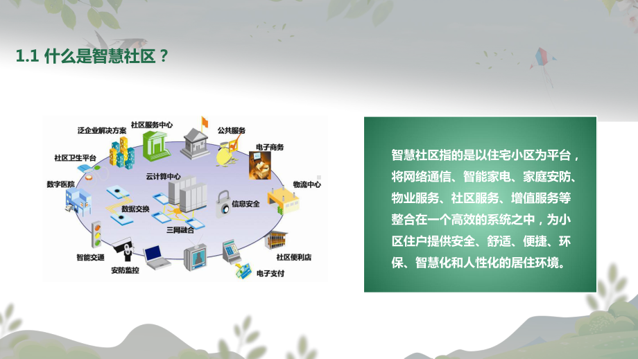 绿色清新风智慧社区智慧社区解决方案图文PPT教学课件.pptx_第3页