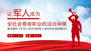 红色党政风中华人民共和国军人地位和权益保障法宣传教育图文PPT教学课件.pptx