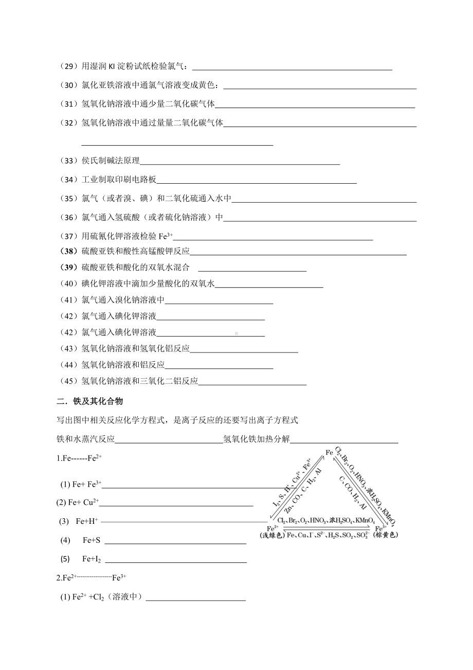 化学方程式及知识点总结-（2019）新人教版高中化学高一必修第一册（无答案）.doc_第2页