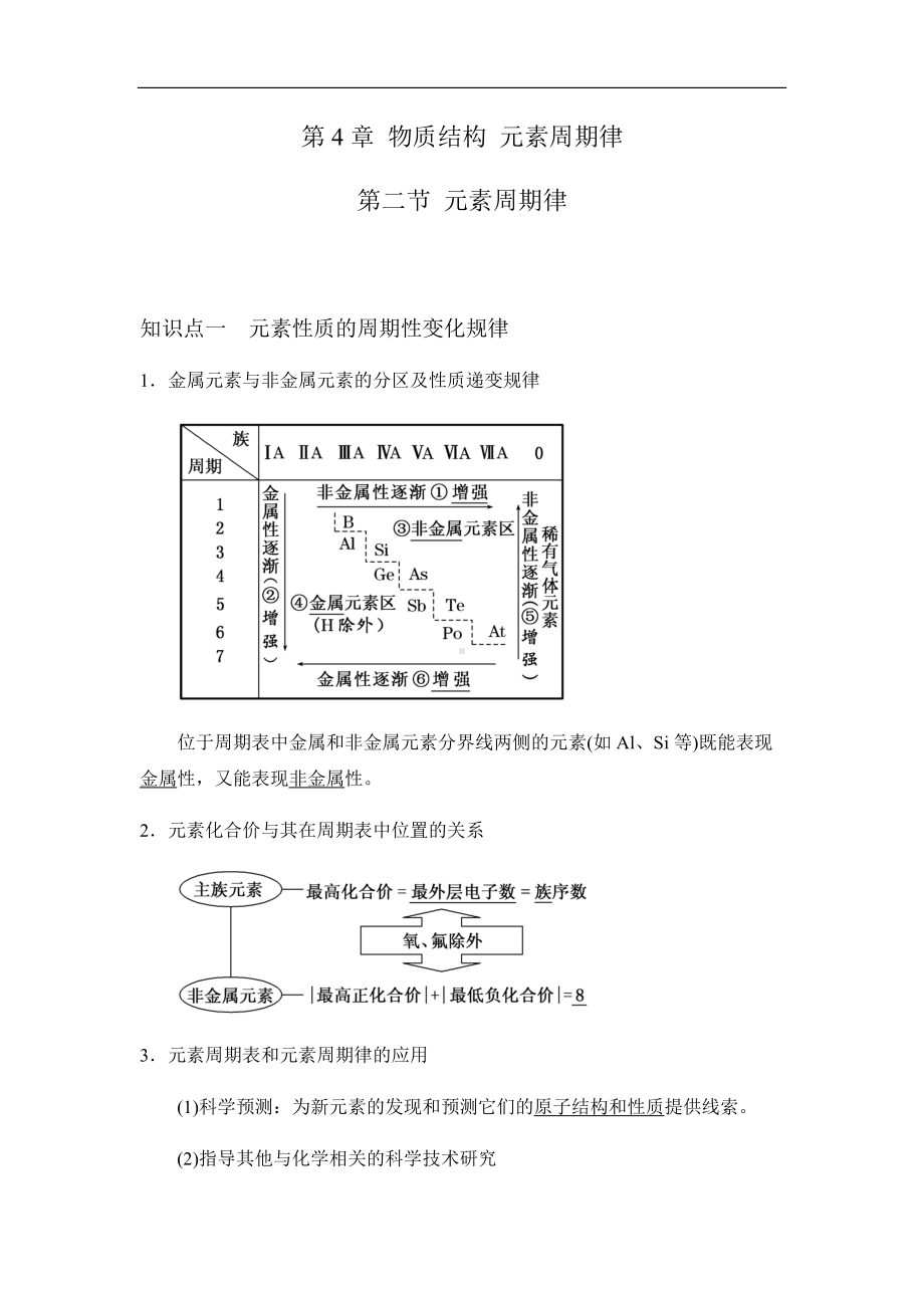 （2019）新人教版高中化学必修第一册4.2 元素周期律及其应用 讲义（知识点+习题+作业）.docx_第1页