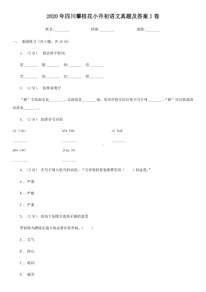 2020年四川攀枝花小升初语文真题及答案I卷.doc