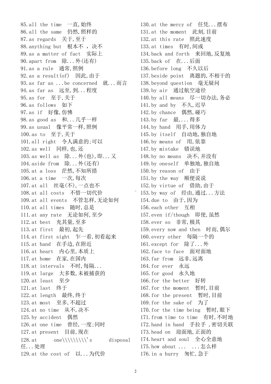 高中英语基础词组汇总（共340条）.doc_第2页