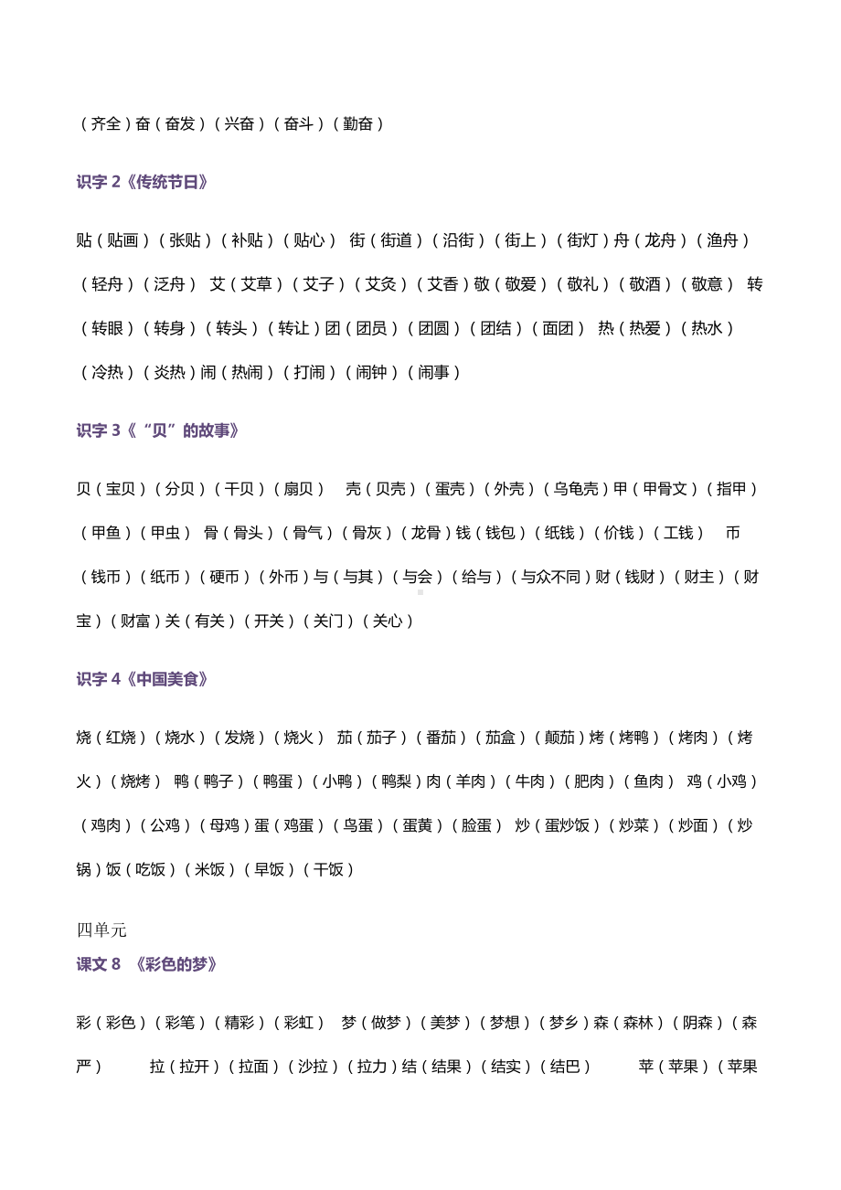 （知识汇总）二年级语文下册-▏全册生字组词.docx_第3页