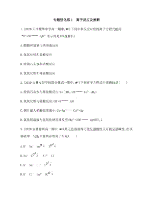 第一章 专题强化练1　离子反应及推断 练习 -（2019）新人教版高中化学必修第一册.docx