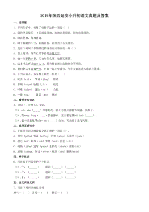 2019年陕西延安小升初语文真题及答案.doc