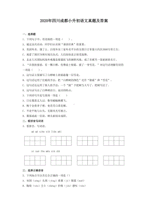 2020年四川成都小升初语文真题及答案.doc