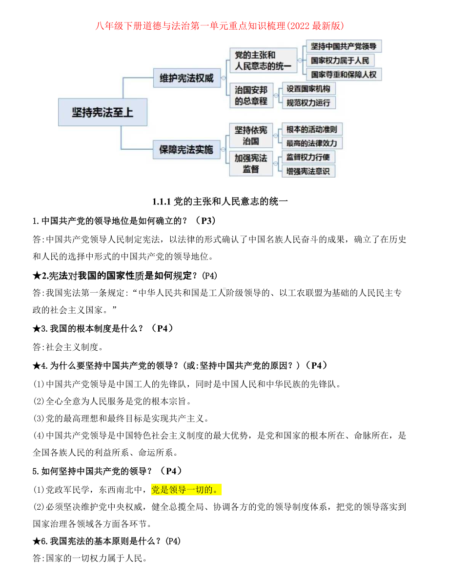 部编版八年级下册道德与法治第一单元考点梳理.docx_第1页