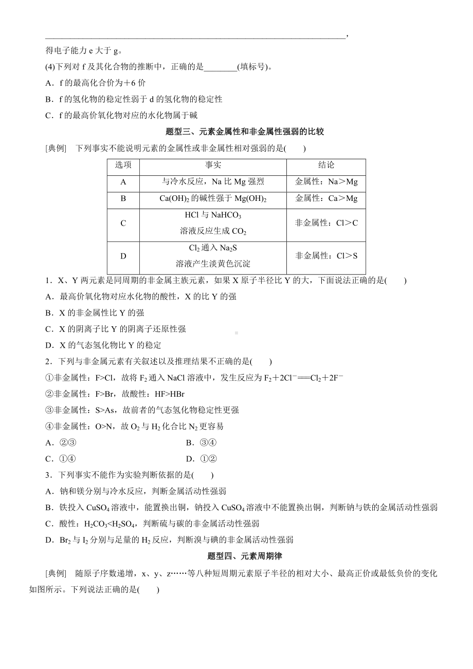 （2019）新人教版高中化学必修第一册4.2.1元素性质的周期性变化规律题型分类练习卷.docx_第2页