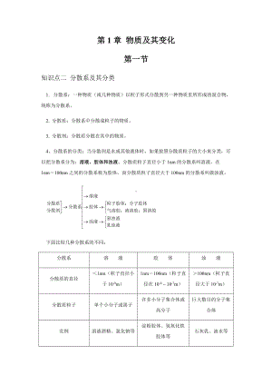 （2019）新人教版高中化学必修第一册1.1.2 分散系及其分类 讲义（知识点+习题+作业）.docx