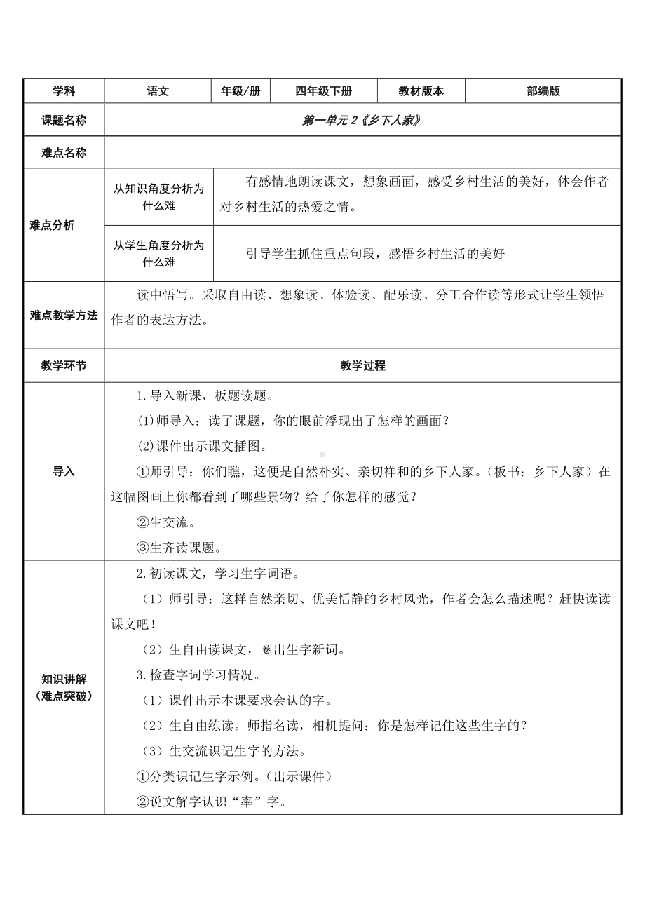 2、乡下人家优秀公开课教学设计.doc_第1页