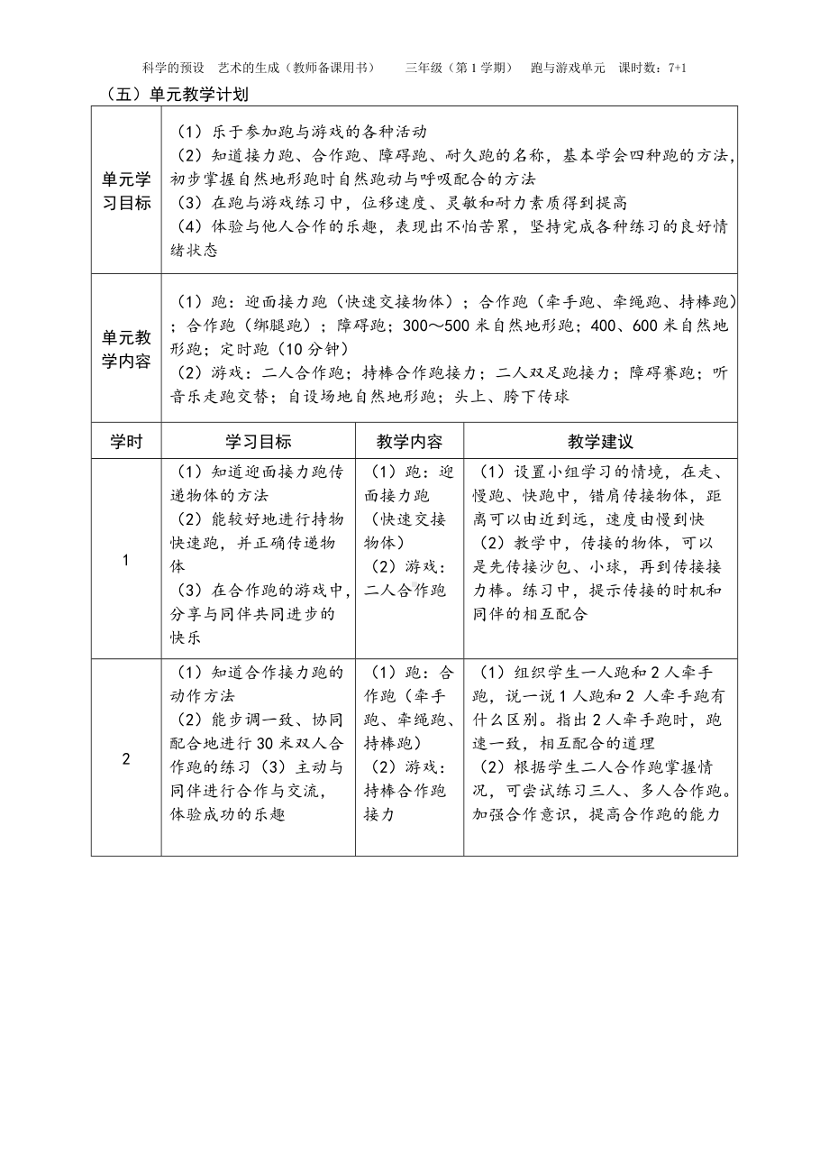 3三年级跑与游戏单元计划及各课时安排(1).doc_第2页