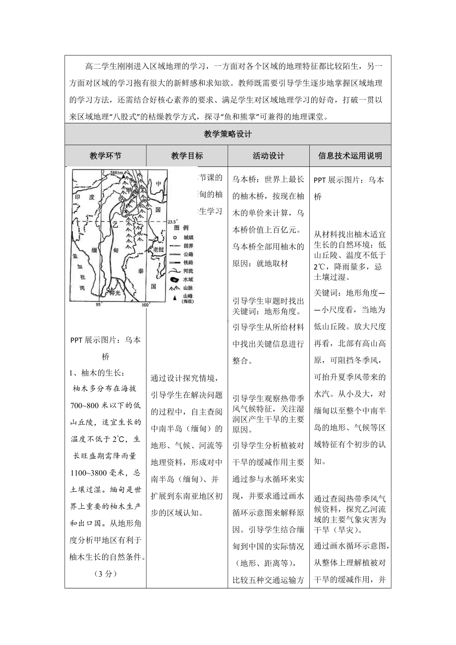 （作业表单）体现学科核心素养的教学设计-东南亚.doc_第2页