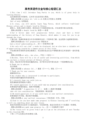 高中英语近十年高考作文金句核心短语整理汇总（共100个）.doc