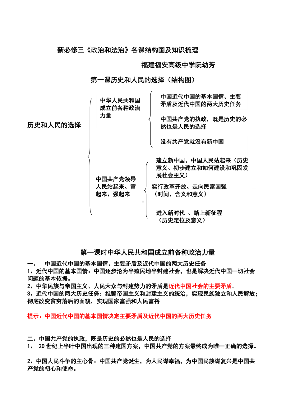 （部）统编版高中政治必修三政治与法治各课结构图及知识梳理.docx_第1页