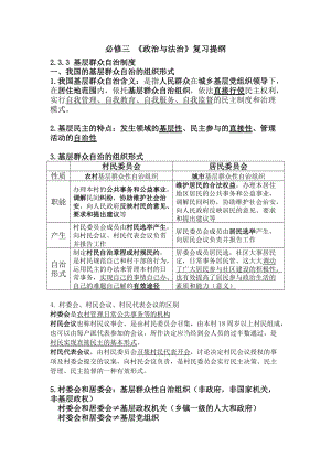 6.3 基层群众自治制度 复习提纲-（部）统编版高中政治高一必修三.docx