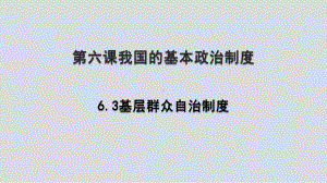 6.3基层群众自治制度 ppt课件（精编）-（部）统编版高中政治高一必修三.pptx