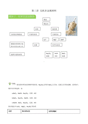 （2019）新人教版高中化学必修二003无机非金属材料模块2化学沉淀法除杂寒假衔接讲义（机构用）.docx