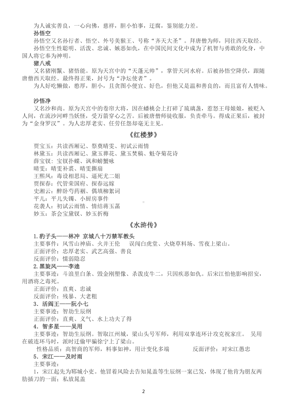 中小学语文四大名著主要人物及事迹整理汇总.docx_第2页