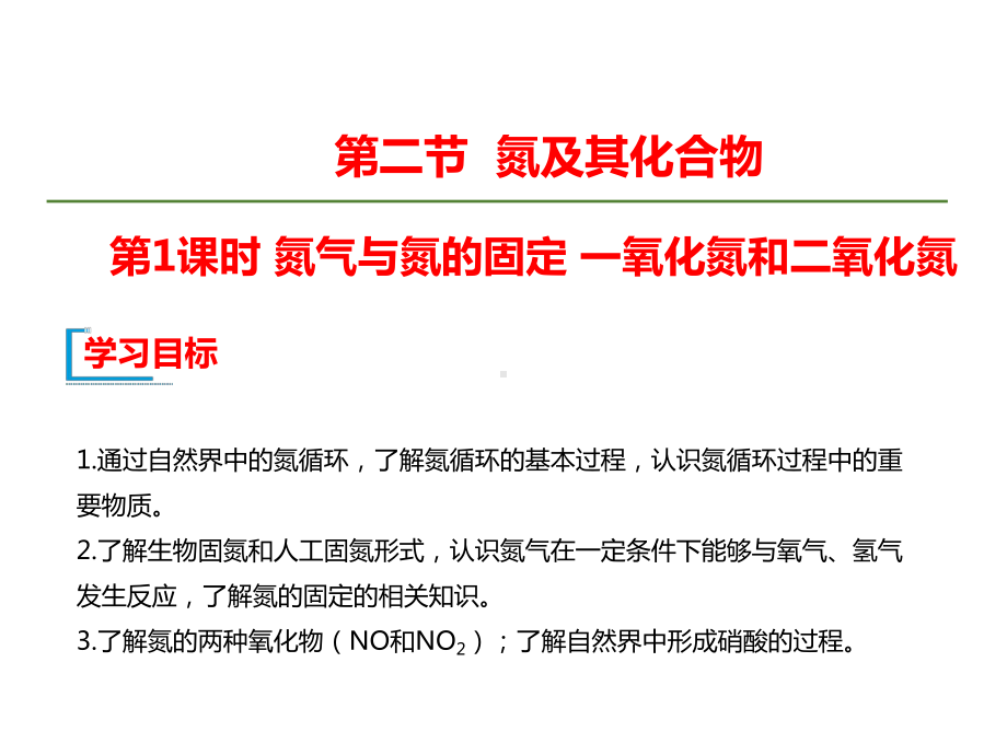 （2019）新人教版高中化学必修二第五章 化工生产中的重要非金属元素 第2节 第1课时氮气与氮的固定 一氧化氮和二氧化氮ppt课件.ppt_第1页