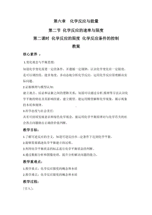 第六章 化学反应与能量 第二节 化学反应的速率与限度 第二课时 教案-（2019）新人教版高中化学必修二.docx