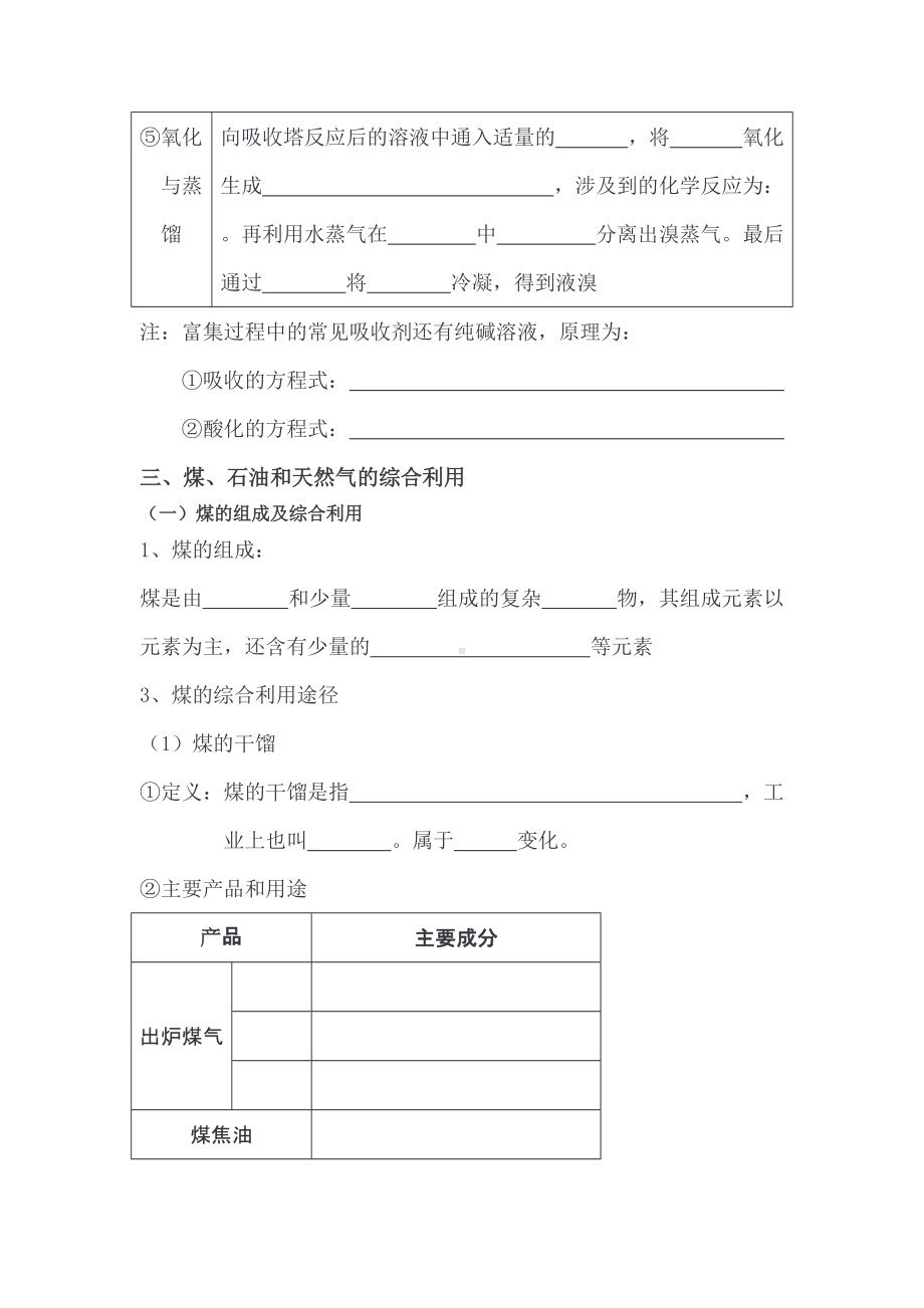 （2019）新人教版高中化学必修二8.1 自然资源的开发利用基础知识复习填空.doc_第3页