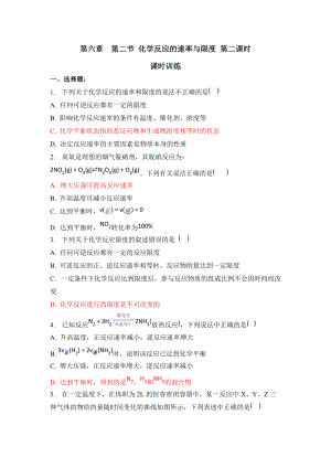 （2019）新人教版高中化学必修二第六章 化学反应与能量 第二节 化学反应的速率与限度 第二课时 课时训练.docx