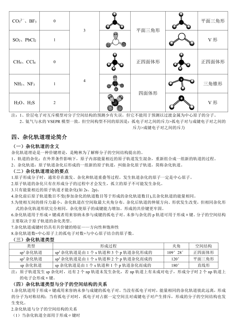 2.2 分子的空间结构基础知识 -（2019新）人教版高中化学高二选择性必修二.doc_第3页