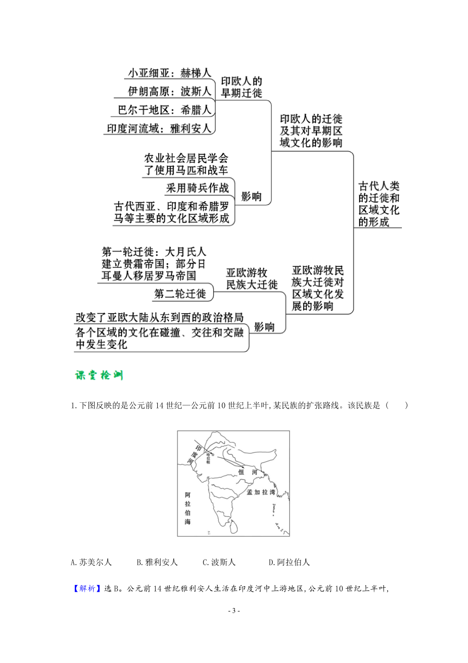 统编版高中历史选择性必修三文化交流与传播第6课 古代人类的迁徙和区域文化的形成（学案）.docx_第3页