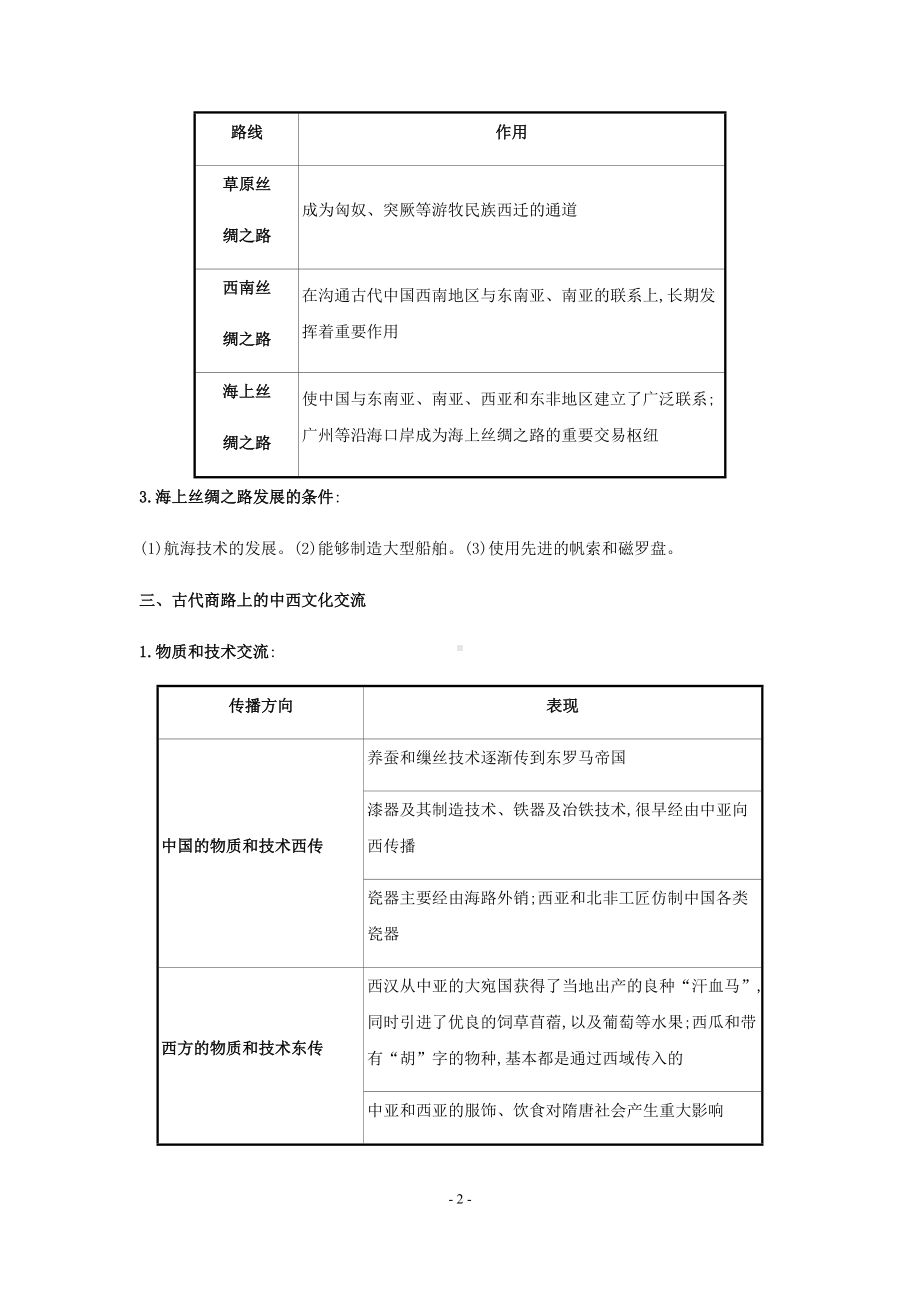 统编版高中历史选择性必修三文化交流与传播第9课　古代的商路、贸易与文化交流（学案）.docx_第2页