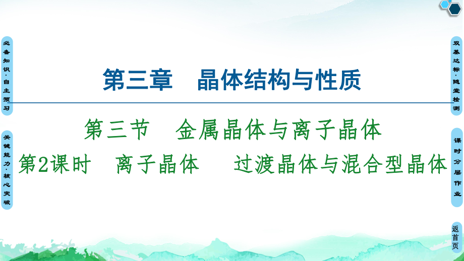 第3章　第3节　第2课时　离子晶体　 过渡晶体与混合型晶体 ppt课件-（2019新）人教版高中化学选择性必修二.ppt_第1页