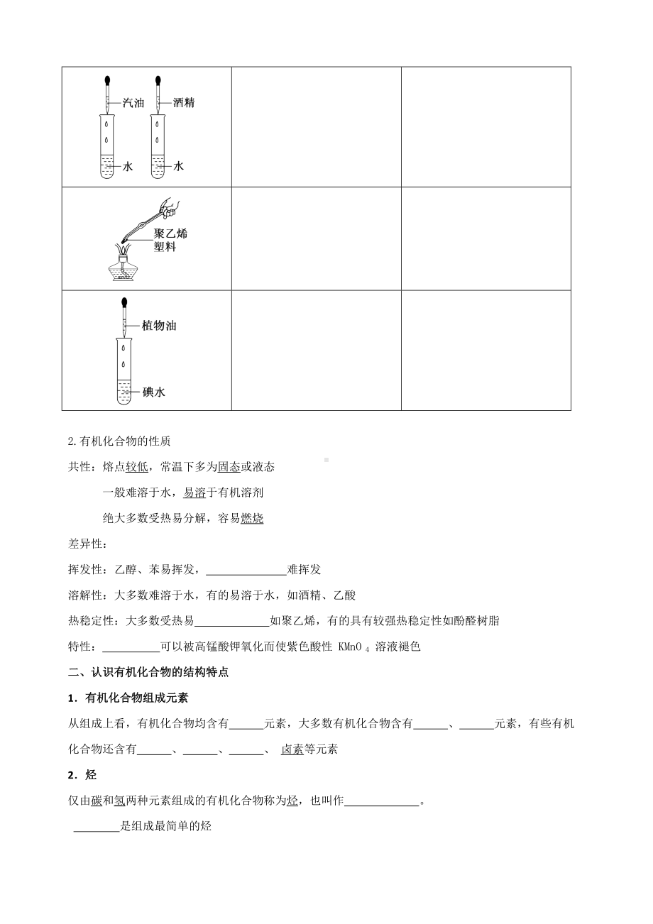 （2019新版）鲁科版高中化学必修二 3.1.1认识有机化合物的一般性质 学案.doc_第2页