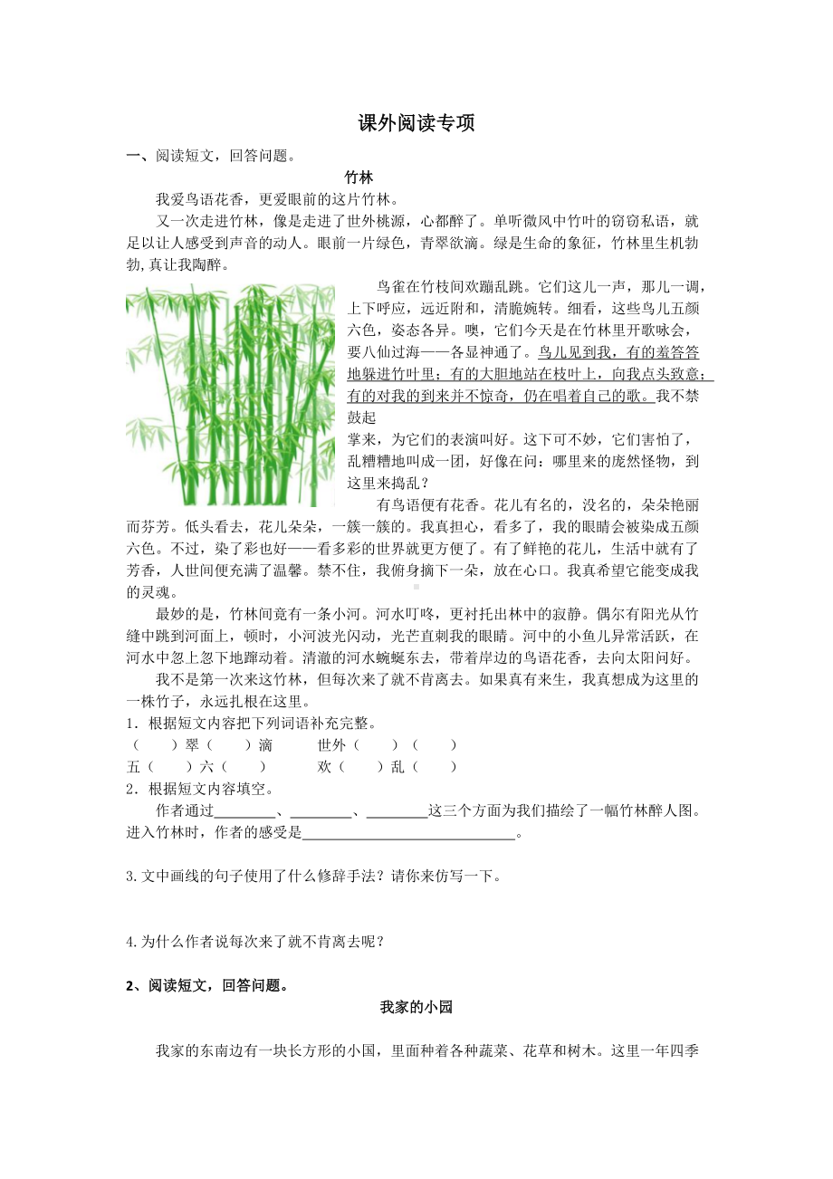 四年级语文下册-专题复习-课外阅读专项.doc_第1页