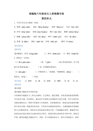 2022年部编版语文六年级上册第四单元错题专练测试卷(含答案解析).docx