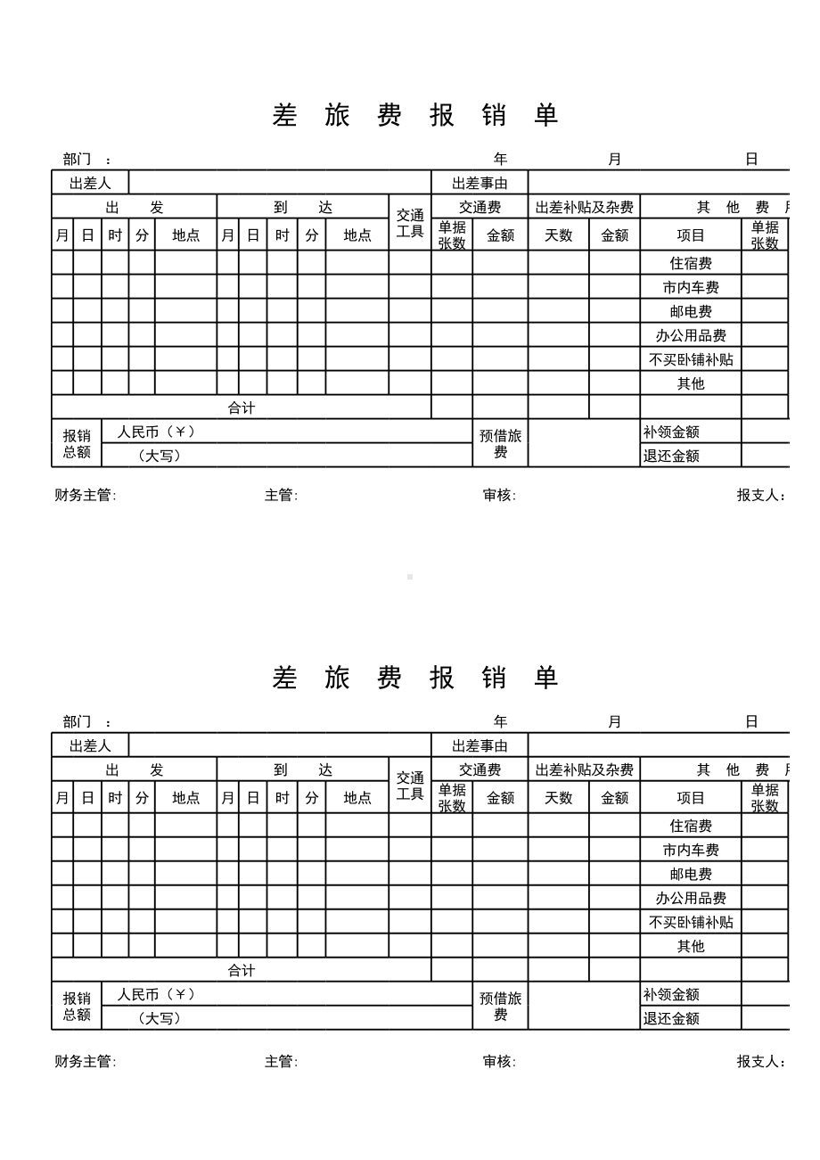 差旅费报销单-自制电子版.xls_第1页