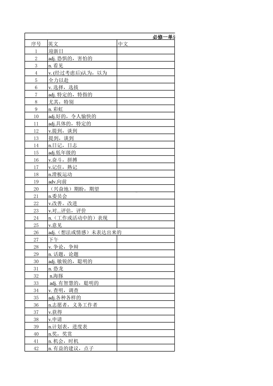 Unit1 单词默写表 -（2019）新外研版高中英语必修第一册.xls_第3页