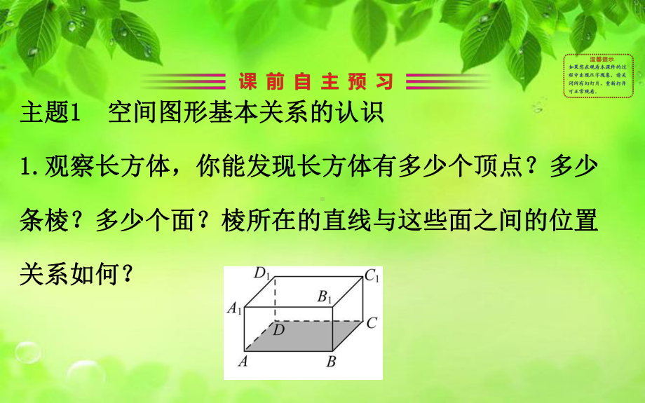 高中数学北师大版必修二课件：1.4.1-空间图形基本关系的认识-1.4.2-空间图形的公理(.ppt_第3页