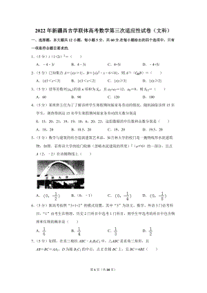 2022年新疆昌吉学联体高考数学第三次适应性试卷（文科）（学生版+解析版）.docx