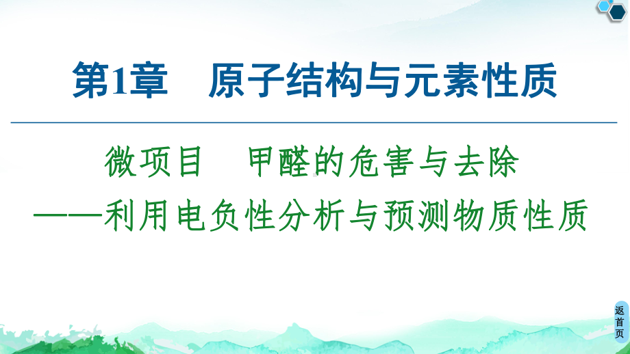 第1章微项目　甲醛的危害与去除-利用电负性分析与预测物质性质 ppt课件-（2019）新鲁科版高中化学选择性必修二 (1).ppt_第1页