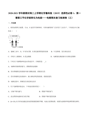 （2019）新鲁科版高中化学高二上学期选择性必修一第一章第三节化学能转化为电能-电解期末复习检测卷（三）.docx