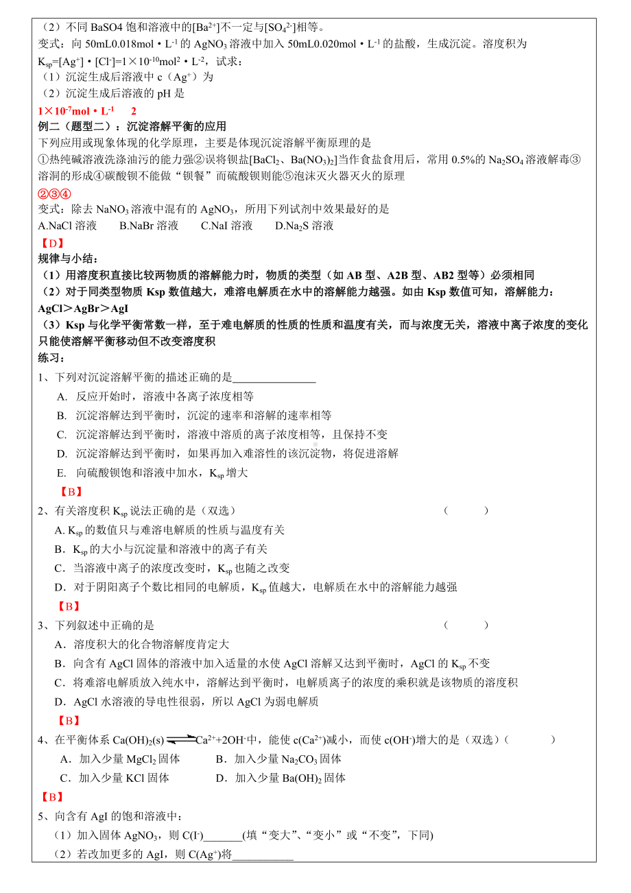 3.3 沉淀溶解平衡 重难点完整复习讲义-（2019）新鲁科版高中化学选择性必修一.doc_第3页