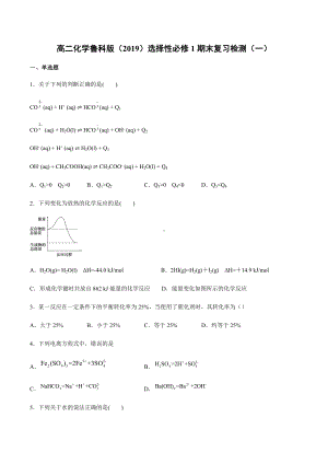 （2019）新鲁科版高中化学高二选择性必修一期末复习检测（一）.docx