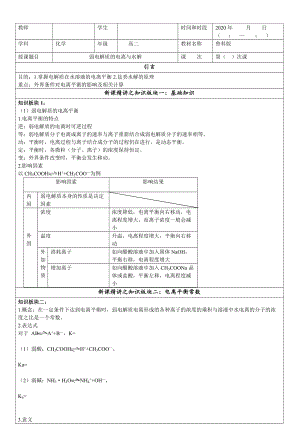 3.2 弱电解质的电离与水解 重难点完整复习讲义-（2019）新鲁科版高中化学选择性必修一.doc