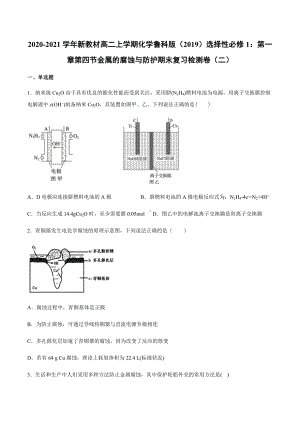 （2019）新鲁科版高中化学高二上学期选择性必修一第一章第四节金属的腐蚀与防护期末复习检测卷（二）.docx