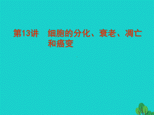 广东省高考生物一轮复习第13讲细胞的分化、衰老、凋亡和癌变课件.ppt