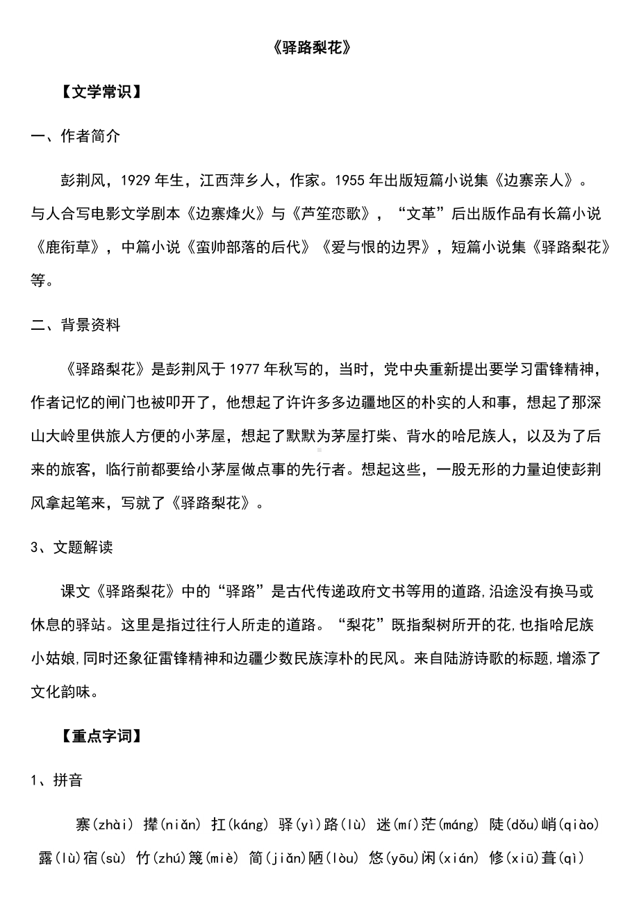 《驿路梨花》专项复习知识点整理.docx_第1页