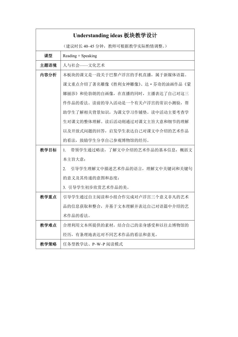 Unit 4 Understanding ideas 教案-（2019）新外研版高中英语必修第三册.doc_第1页