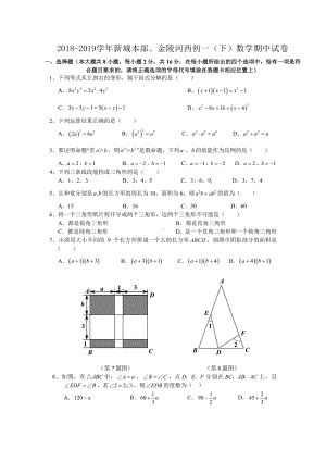 2018-2019南京新城本金陵河西七年级下册数学期中试卷及答案.pdf